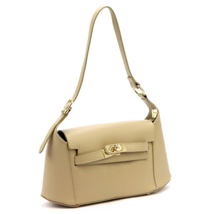 Luka 24-044 DOLLARO tamsiai smėlinė natūralios odos rankinė ciemny beż