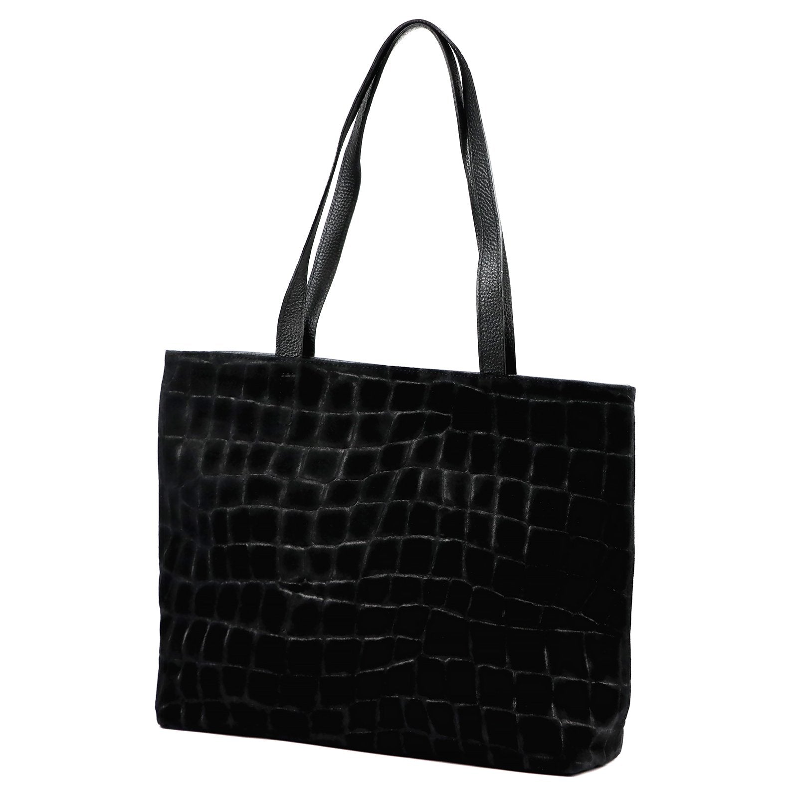 Luka 26-158 CROCO DOUBLE juoda natūralios odos rankinė czarny