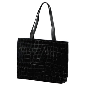 Luka 26-158 CROCO DOUBLE juoda natūralios odos rankinė czarny