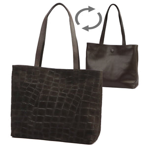 Luka 26-158 CROCO DOUBLE tamsiai ruda odinė rankinė ciemny brąz
