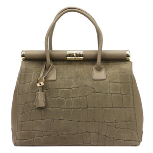 Luka 26-002-2 CROCO taupe odinė rankinė taupe