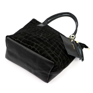 Luka 26-036 CROCO juoda odinė rankinė czarny