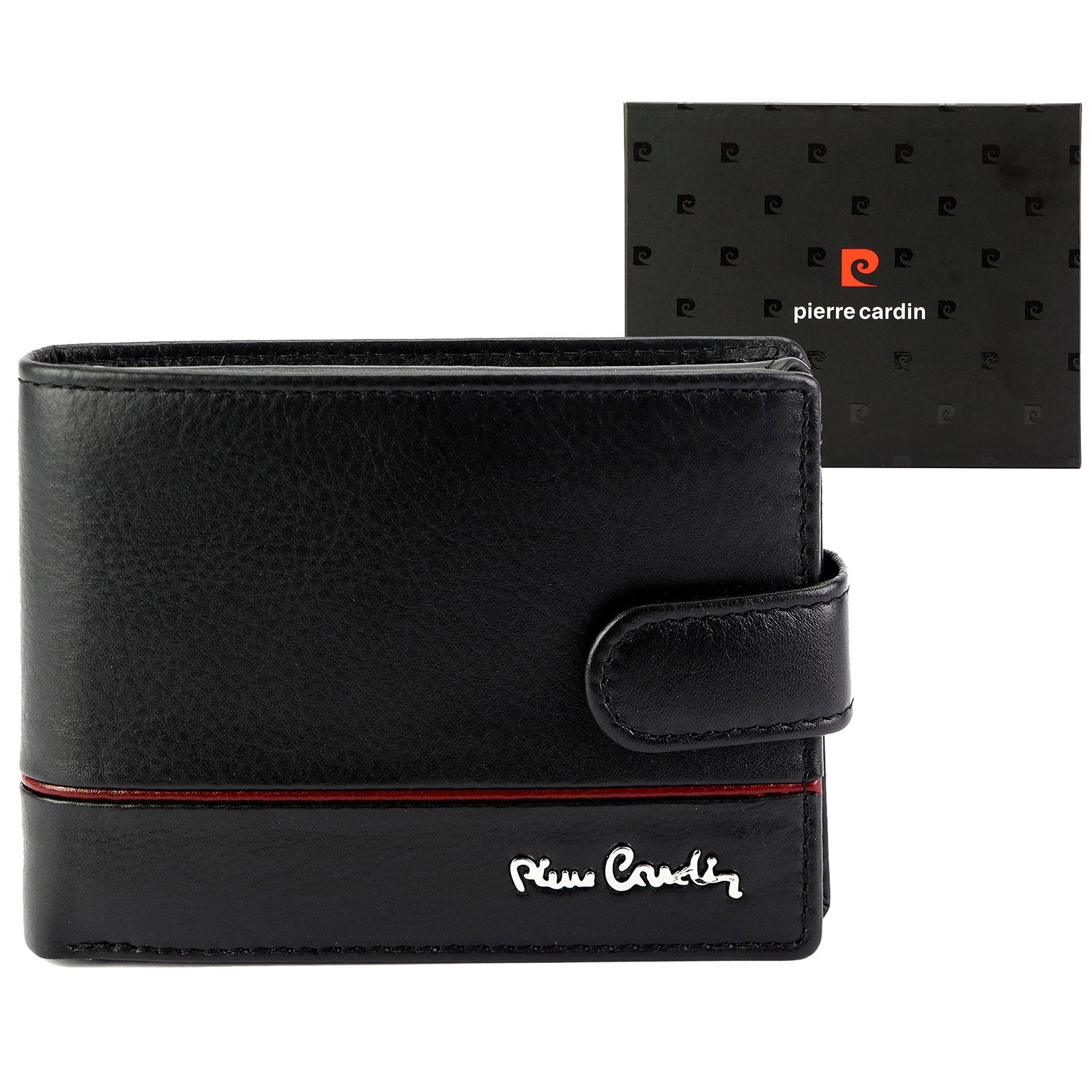 Pierre Cardin YS605 8825A juoda ir raudona piniginė czarny + czerwony
