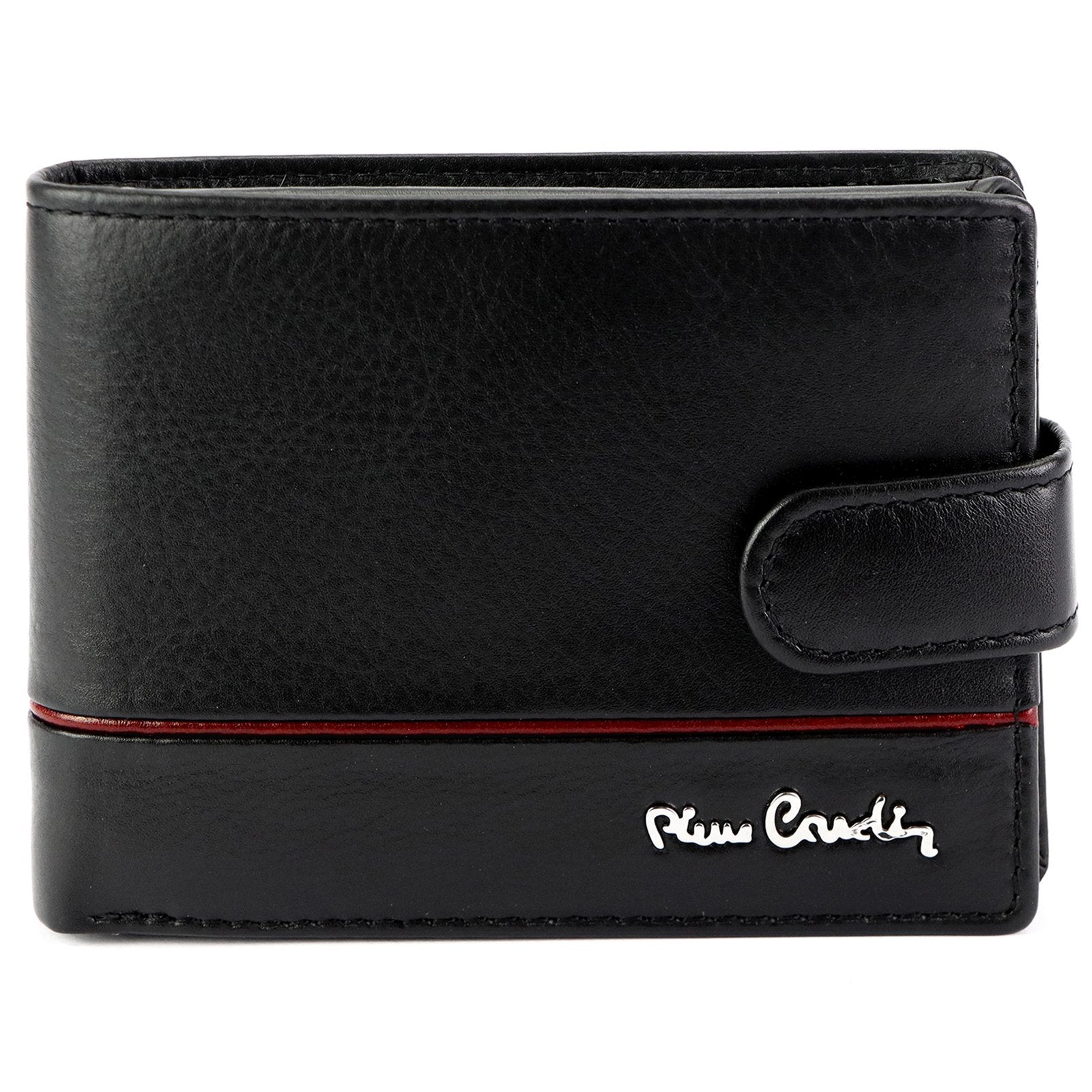 Pierre Cardin YS605 8806A juoda ir raudona odinė piniginė czarny + czerwony