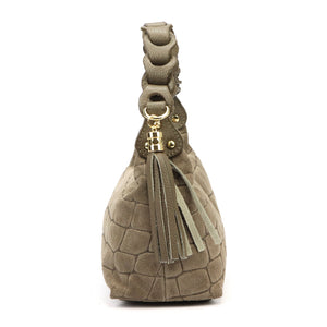Luka 26-032 CROCO taupe zomšinės odos rankinė taupe