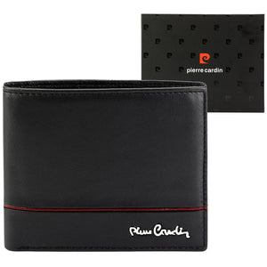 Pierre Cardin YS605 324 juoda ir raudona piniginė czarny + czerwony