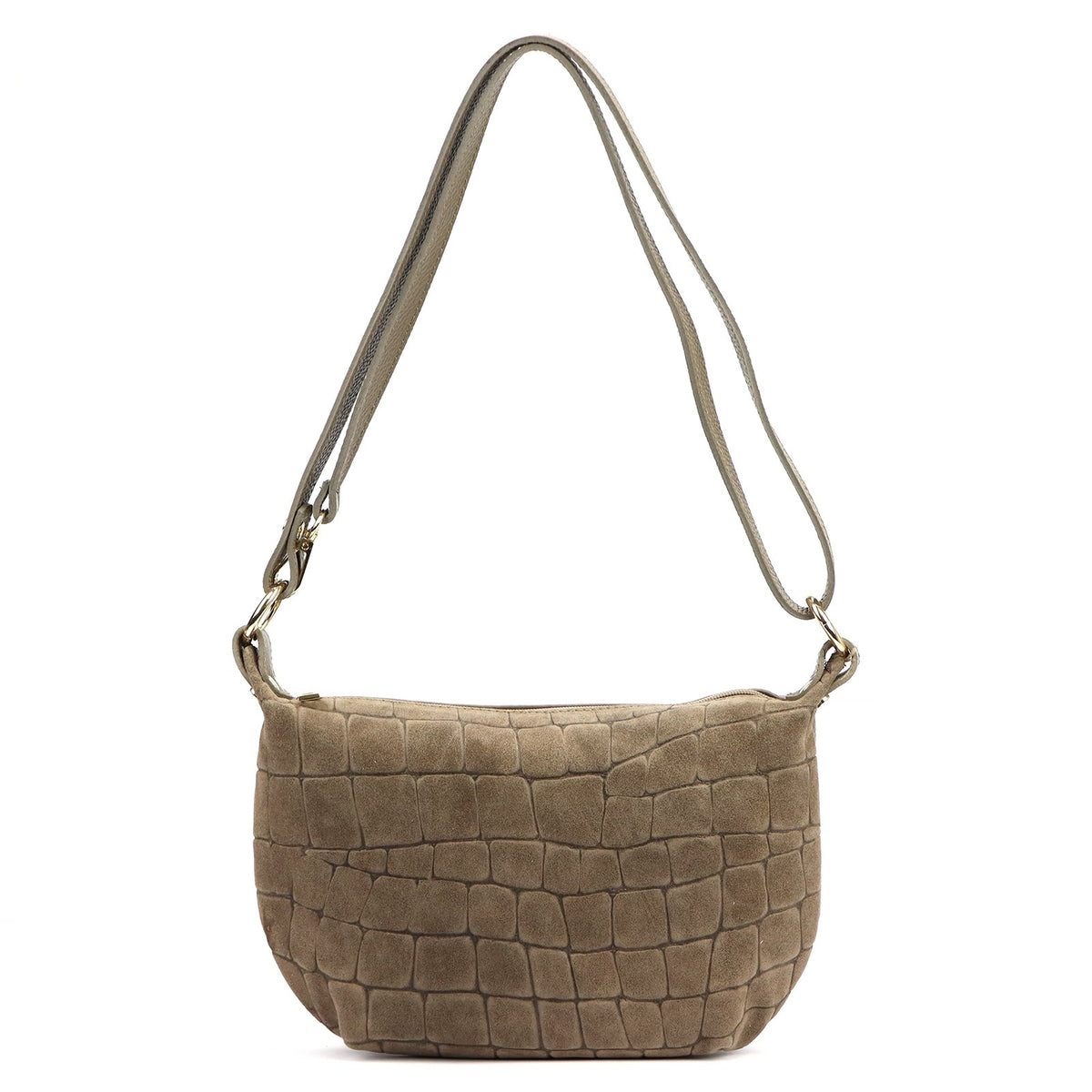 Luka 26-168 CROCO pilkai rusva odinė rankinė taupe