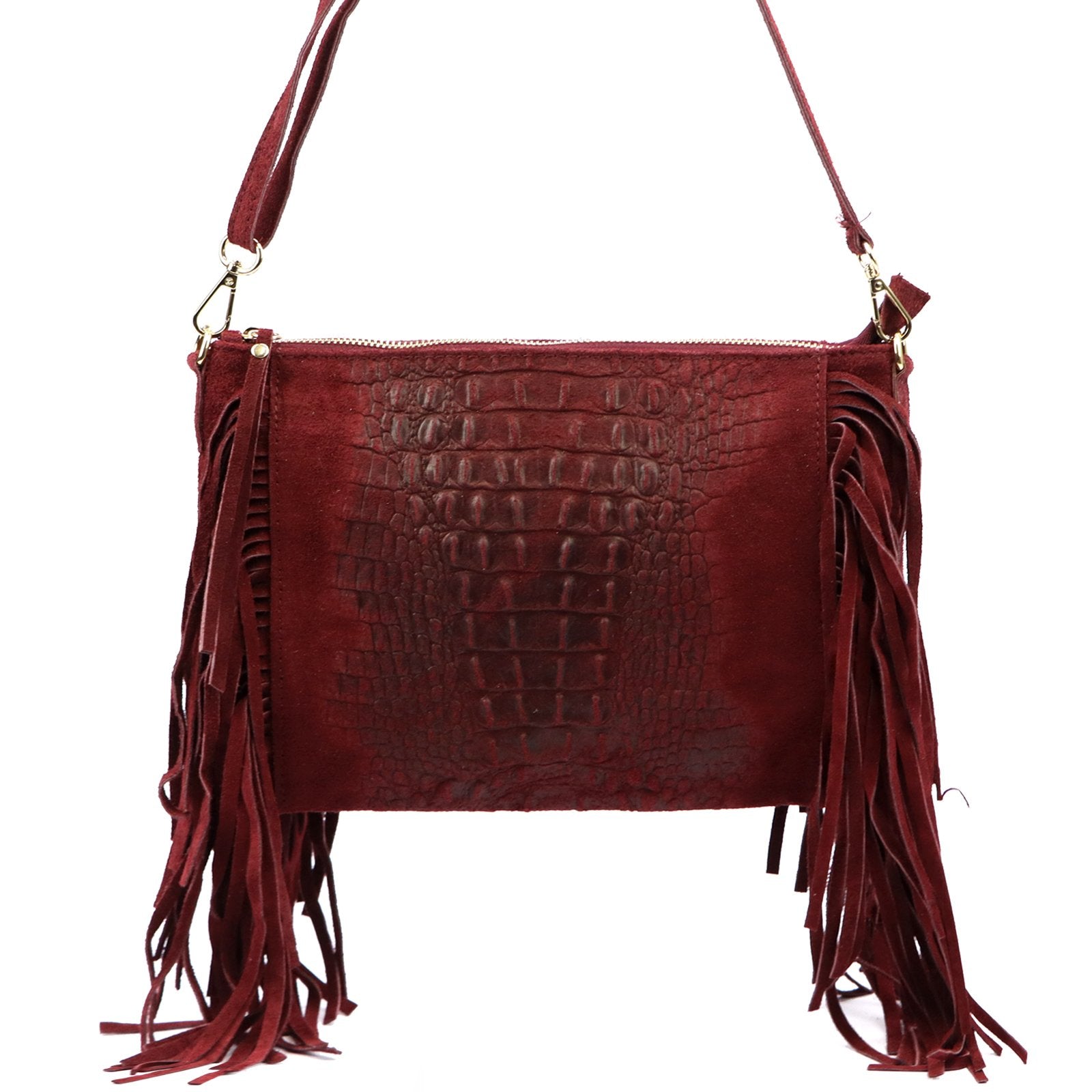 Luka 26-015 CROCO bordo odinė rankinė bordo
