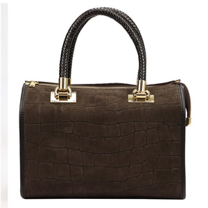Camilla PREMIUM 10.019 CROCO tamsiai ruda odinė rankinė ciemny brąz