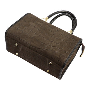 Camilla PREMIUM 10.019 CROCO tamsiai ruda odinė rankinė ciemny brąz