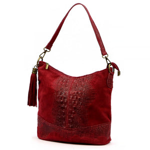 Luka 26-027 CROCO bordo odinė rankinė bordo