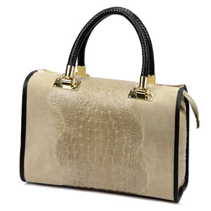 Luka 25-088 CROCO pilkai rusva natūralios odos rankinė taupe