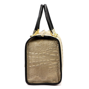 Luka 25-088 CROCO pilkai rusva natūralios odos rankinė taupe