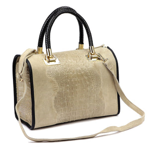 Luka 25-088 CROCO pilkai rusva natūralios odos rankinė taupe