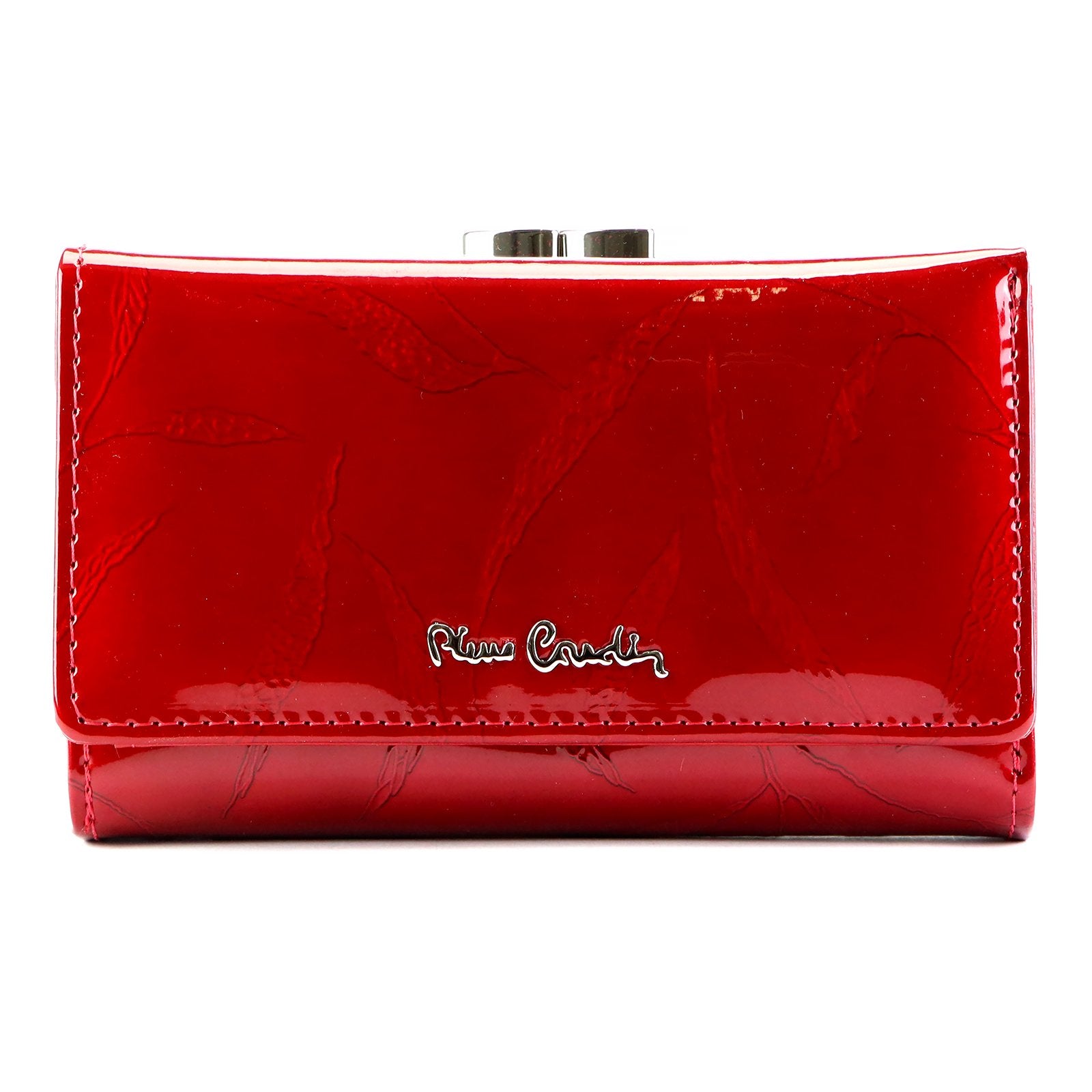 Pierre Cardin 02 LEAF-N 108 raudona lakuotos odos piniginė czerwony