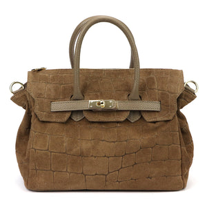 Luka 26-146 CROCO pilkai rusva odinė rankinė taupe