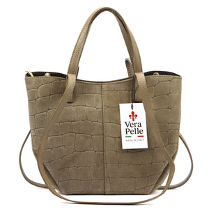 Luka 24-082 CROCO taupe natūralios odos rankinė taupe