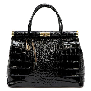 Luka 26-002 CROCO juoda odinė rankinė czarny