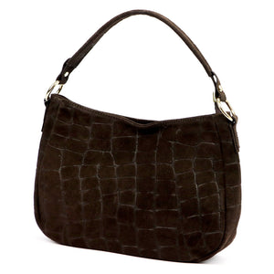 Luka 24-085 CROCO GOLD tamsiai ruda odinė rankinė ciemny brąz