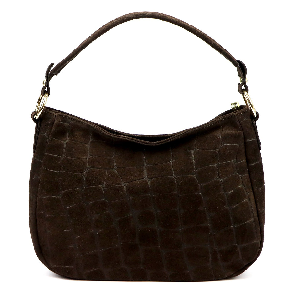 Luka 24-085 CROCO GOLD tamsiai ruda odinė rankinė ciemny brąz