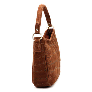 Luka 24-085 CROCO GOLD ruda odinė rankinė brązowy