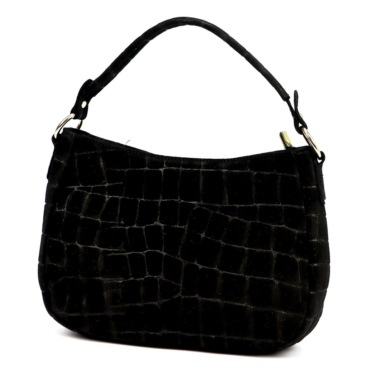 Luka 24-085 CROCO GOLD juoda odinė rankinė czarny