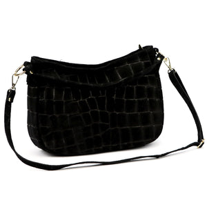 Luka 24-085 CROCO GOLD juoda odinė rankinė czarny