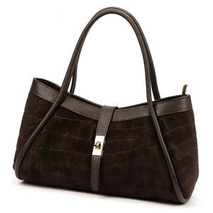 Camilla PREMIUM 10.014 CROCO tamsiai ruda odinė rankinė ciemny brąz