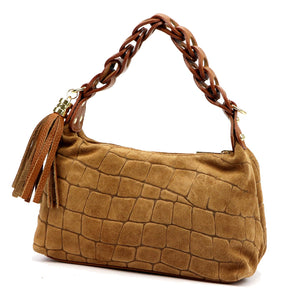 Luka 26-032 CROCO zomšinė rankinė, kupranugario spalva camel-1