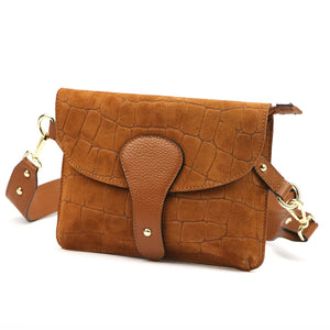 Luka 26-100-2 D CROCO camel-2 natūralios odos rankinė camel-2