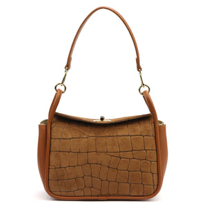 Luka 26-173 CROCO camel-1 natūralios odos rankinė camel-1