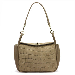 Luka 26-173 CROCO tamsi taupe natūralios odos rankinė taupe scuro