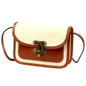 Florence 57 kreminė ir kupranugario spalvos natūralios odos rankinė cream + camel