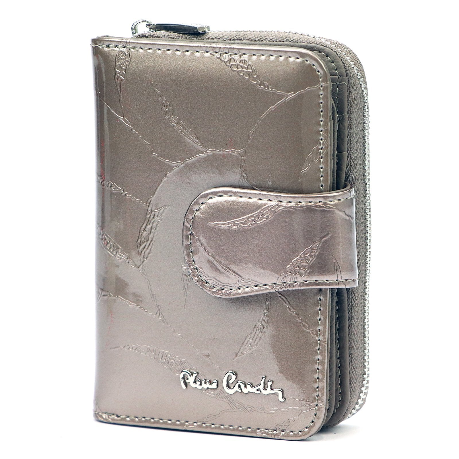 Pierre Cardin 02 LEAF 115 pilka natūralios odos piniginė popiel