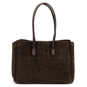 Camilla PREMIUM 10.004 CROCO tamsiai ruda odinė rankinė ciemny brąz