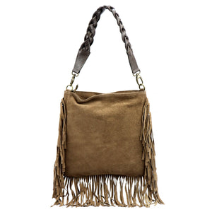 Luka 25-022 taupe ir tamsiai ruda odinė rankinė taupe + ciemny brąz