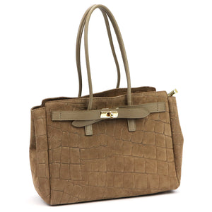 Camilla PREMIUM 10.004 CROCO taupe natūralios odos rankinė taupe