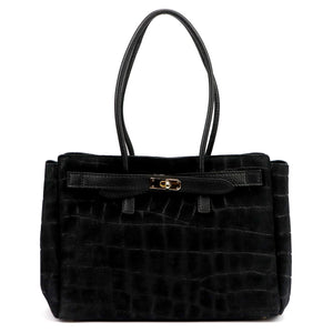 Camilla PREMIUM 10.004 CROCO juoda odinė rankinė czarny