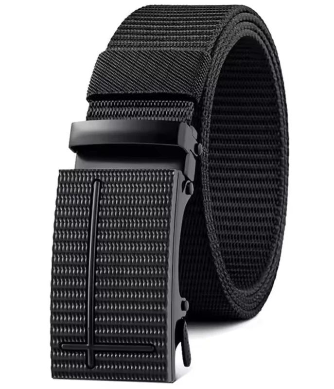 Juodas vyriškas elastinis diržas su automatine kelnių sagtimi J32 D144