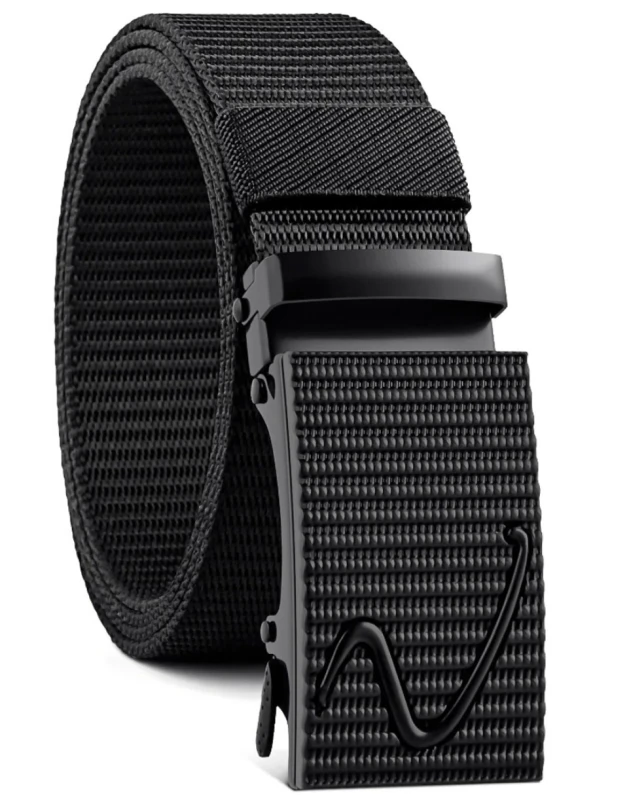 Juodas vyriškas elastinis diržas su automatine kelnių sagtimi D145