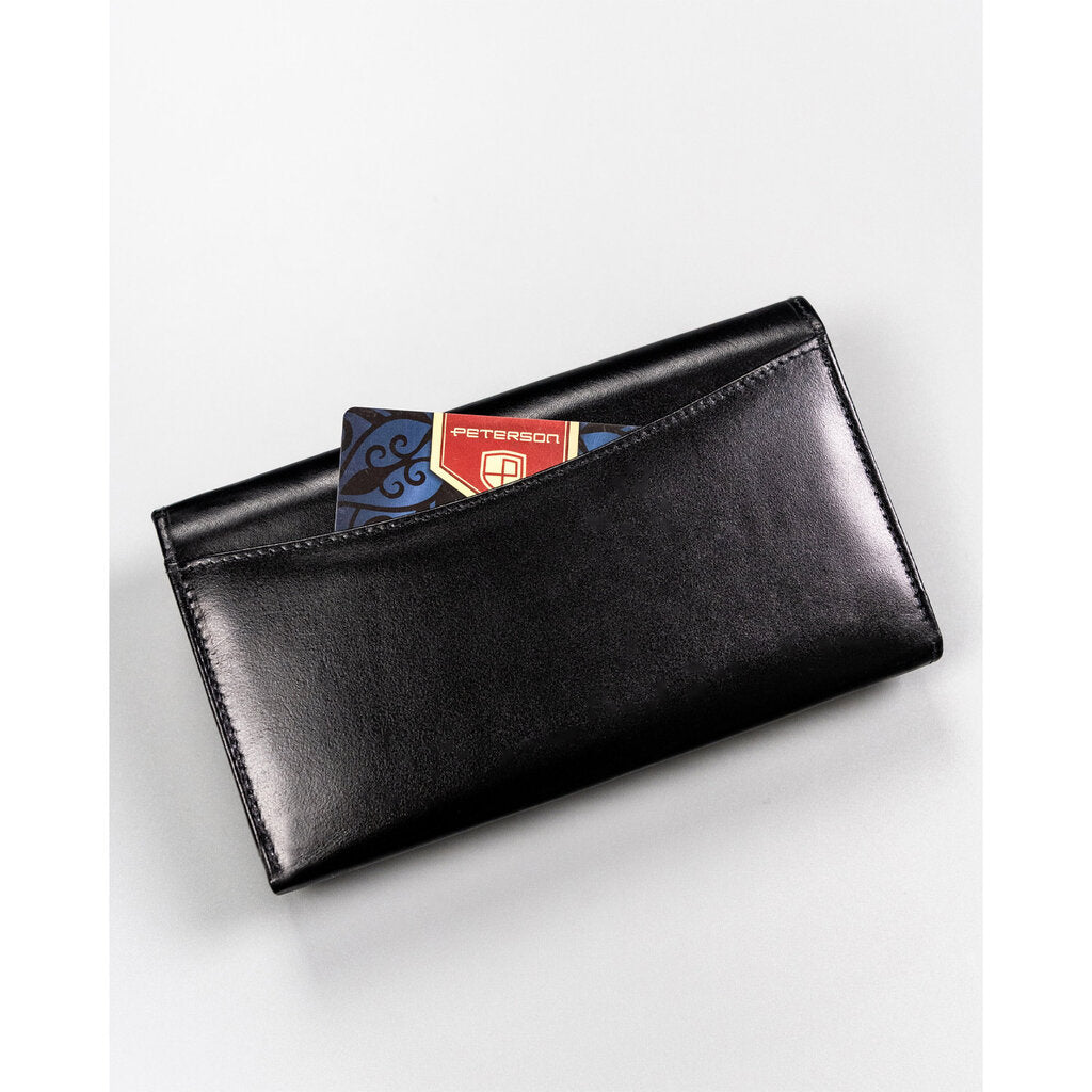 Juodos spalvos moteriška odinė piniginė su RFID - Peterson D1929