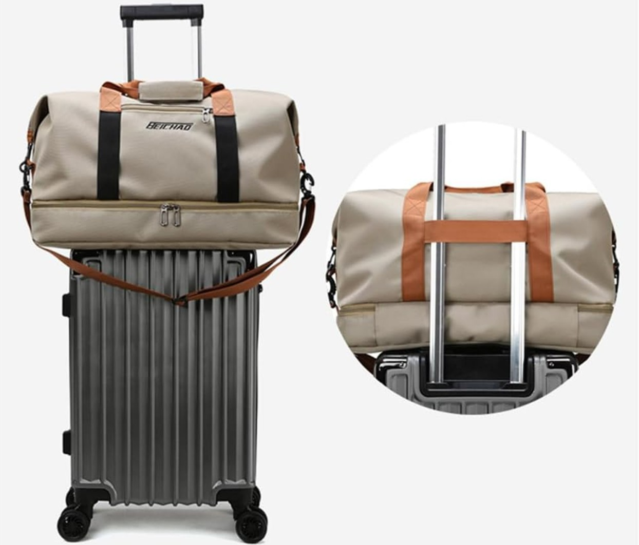 Kelioninis krepšys D5, smėlio spalvos