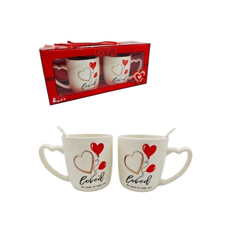 Keraminis puodelis su Valentino dienos motyvu, 2 vnt.