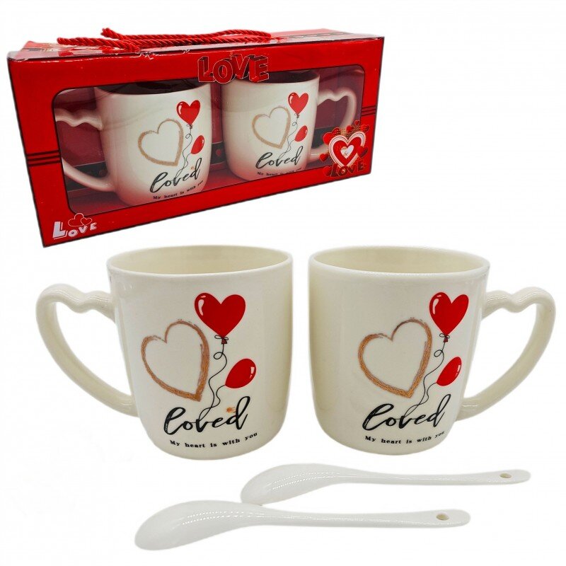 Keraminis puodelis su Valentino dienos motyvu, 2 vnt.