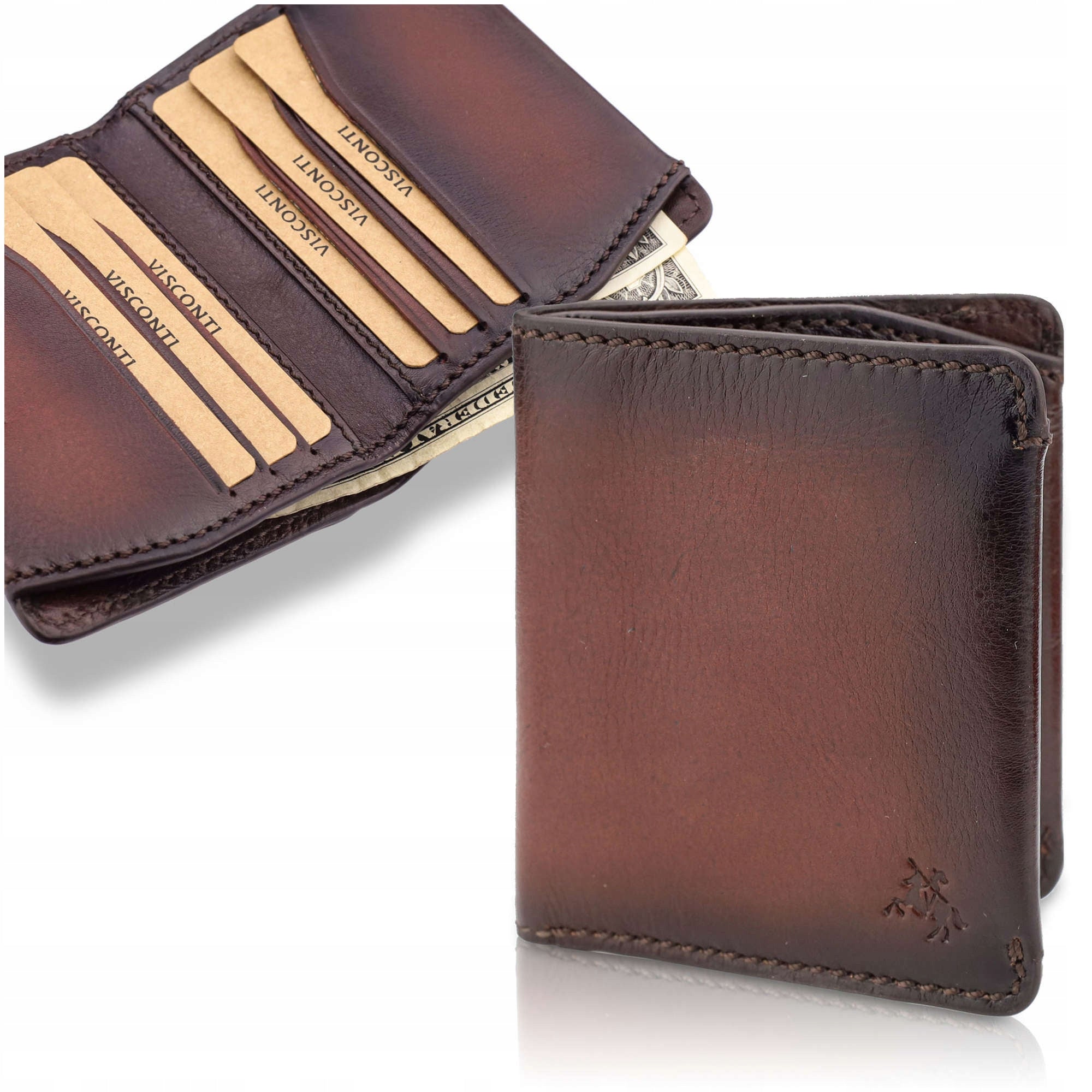 Kortelių dėklas vyrams Visconti MT88, ruda S1046