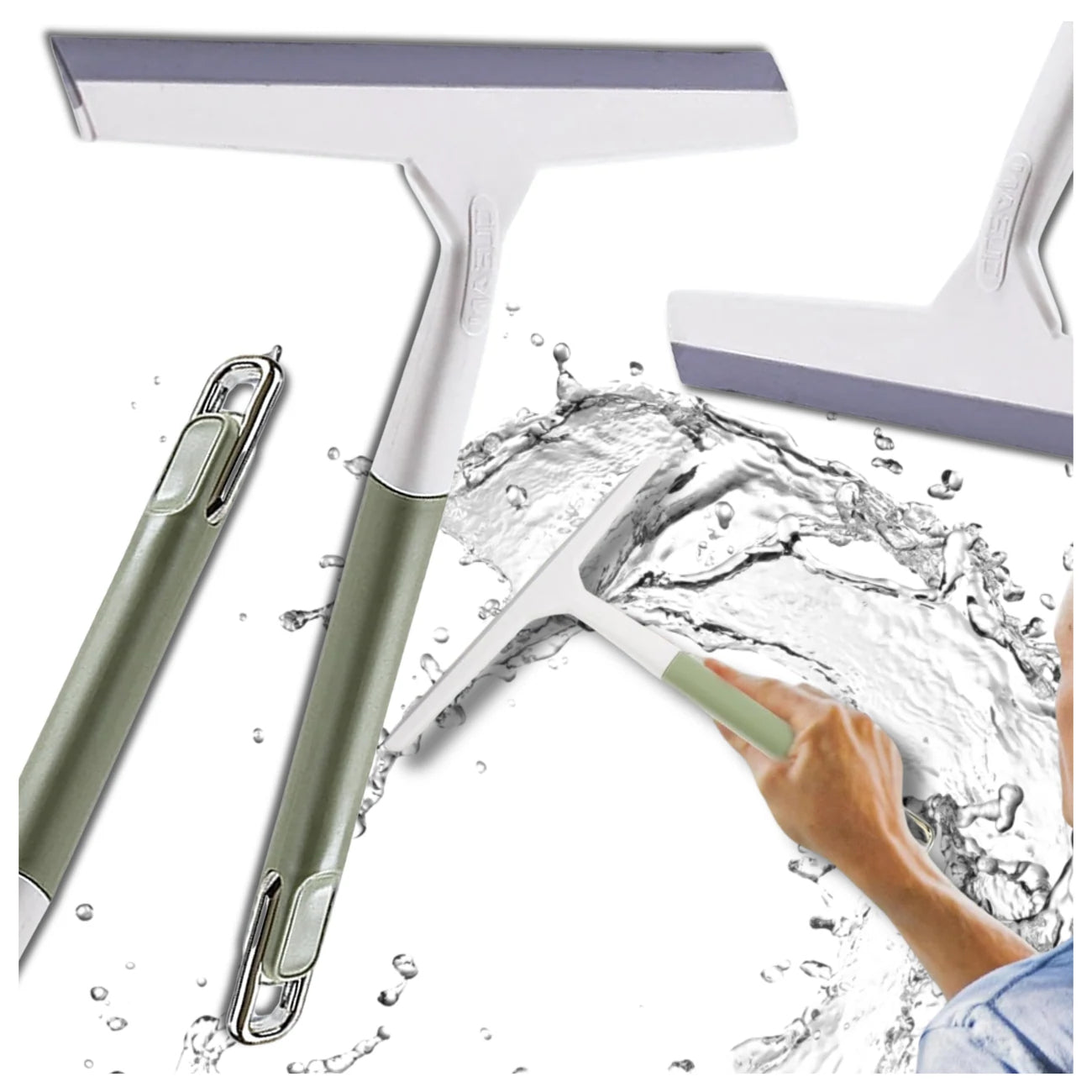 Langų valytuvas, silikoninis su rankena