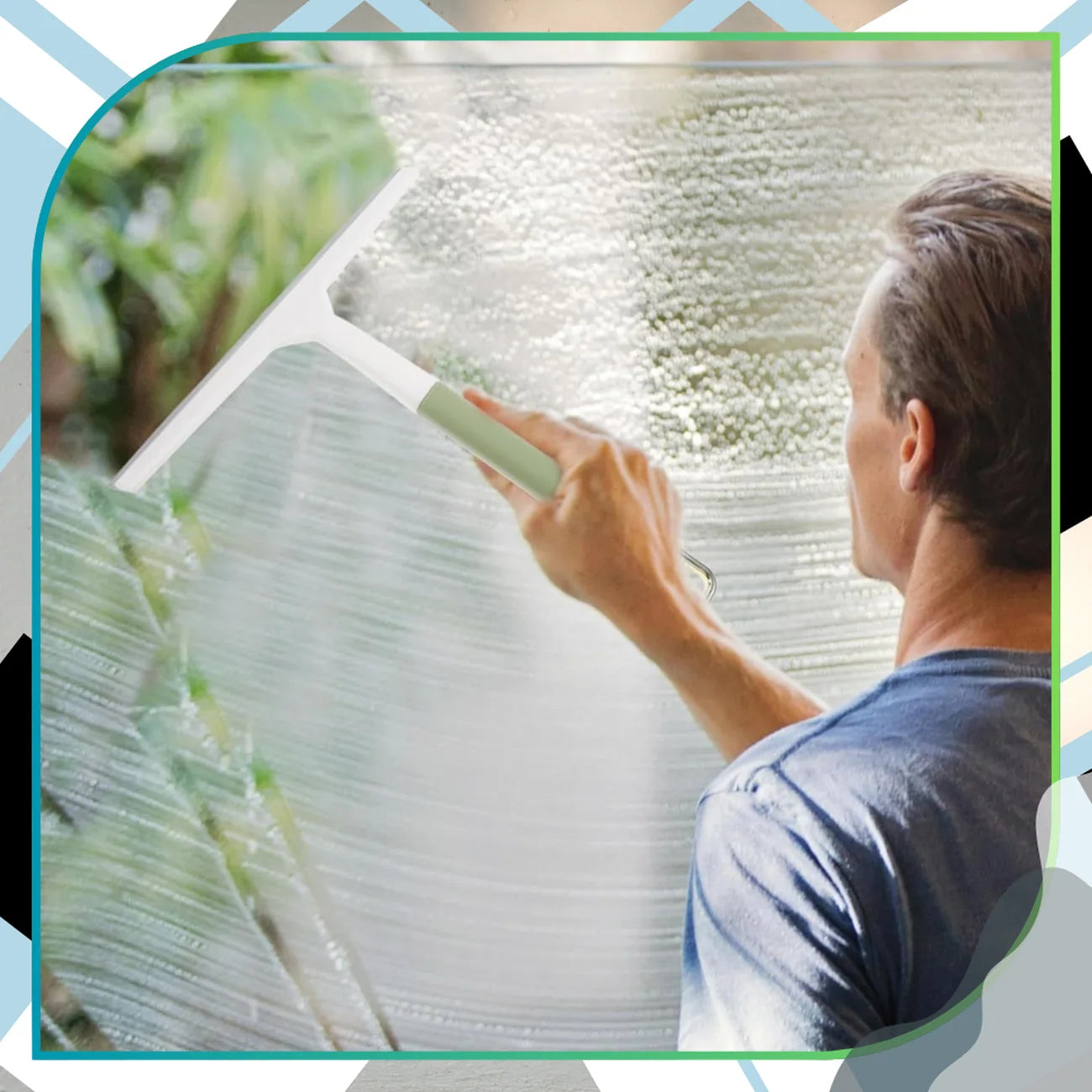 Langų valytuvas, silikoninis su rankena