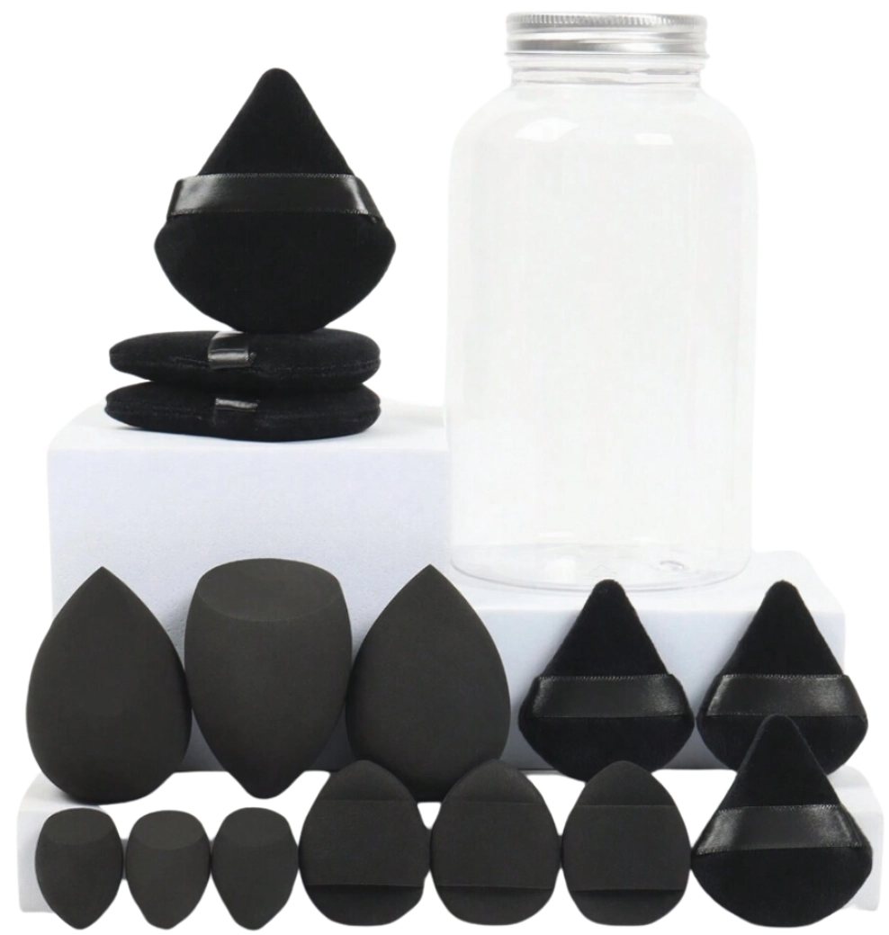 Makiažo kempinėlių rinkinys B12, juodos