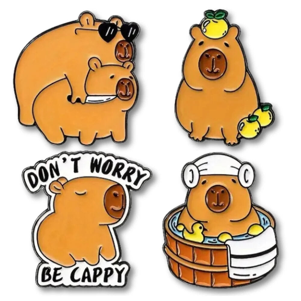 Metalinis ženkliukas kapibara, 4 vnt.