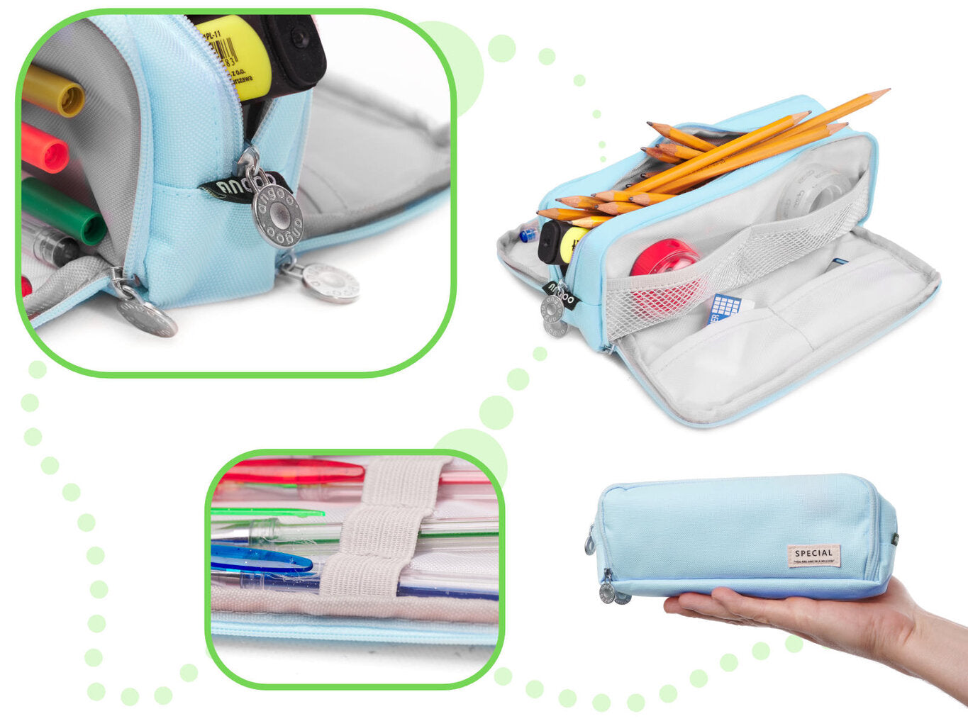 Mokyklinis penalas 3 in 1, mėlynas